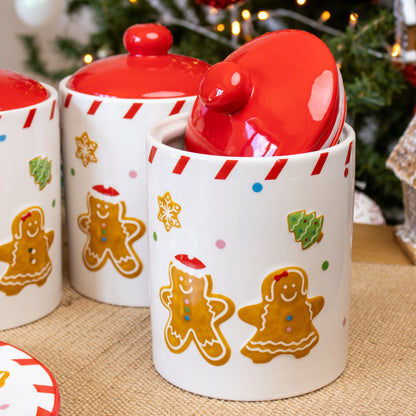 Set of 3 Ceramic Gingerbread Storage Jars