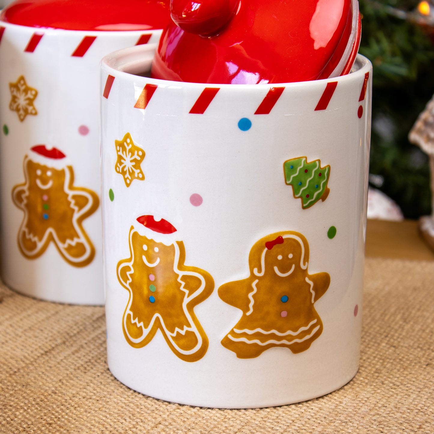 Set of 3 Ceramic Gingerbread Storage Jars