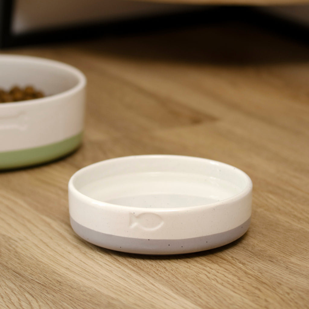 Set Of 2 Small Grey Colour Dip Fish Cat Bowls