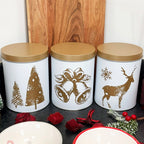 White And Gold Christmas Tea Coffee Sugar