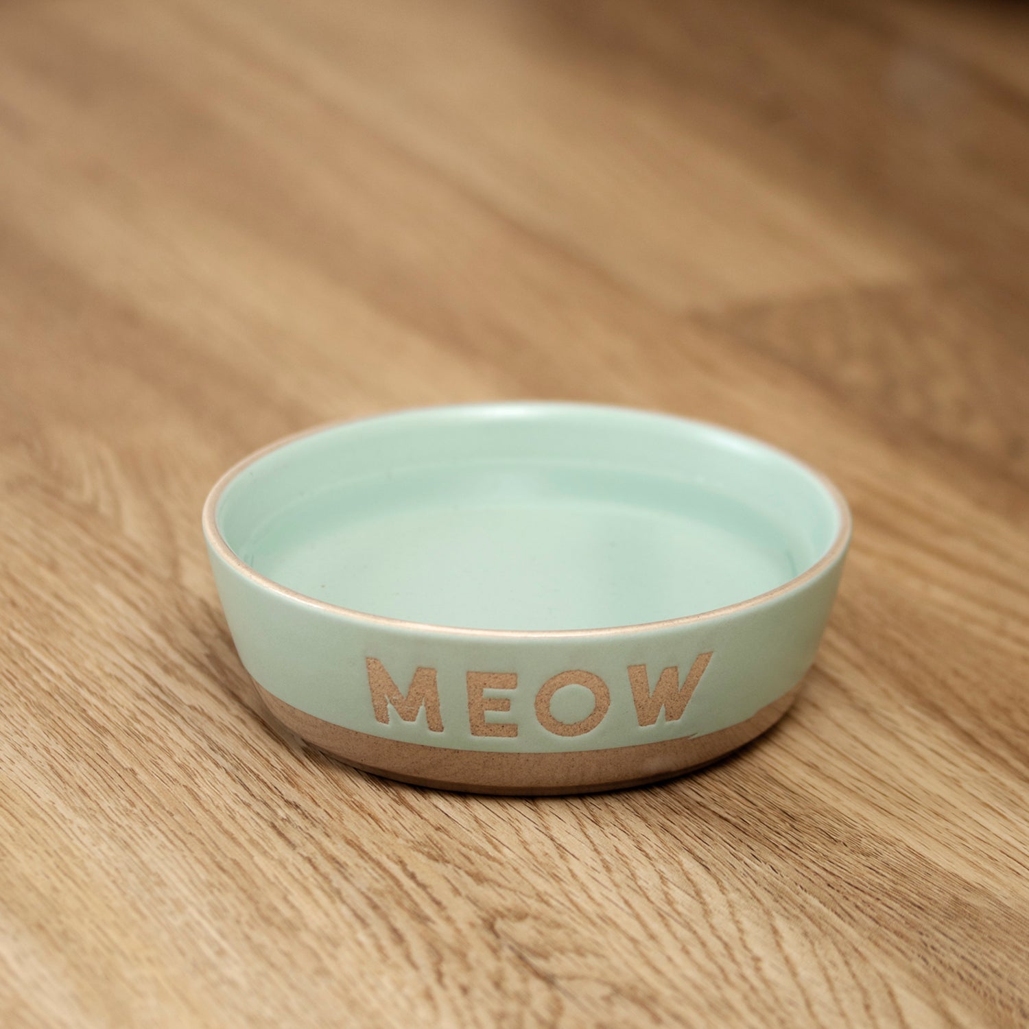 Set Of 2 Small Green Meow Cat Bowls