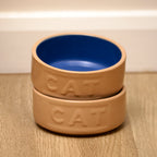 Set Of 2 Small Cane & Blue Mason Cash Cat Bowls
