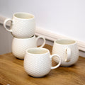 Set Of 4 Cream Honeycomb Mugs
