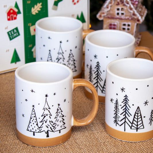 Set Of 4 Christmas Tree Mugs