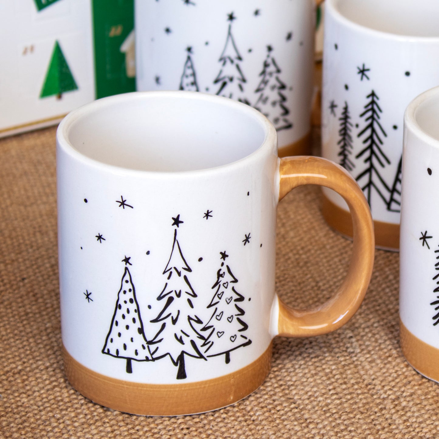 Set Of 4 Christmas Tree Mugs