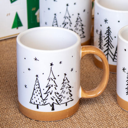 Set Of 4 Christmas Tree Mugs