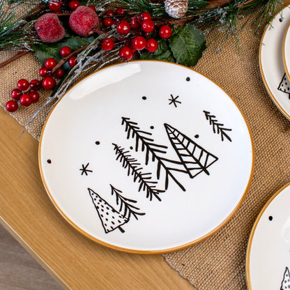 Set of 4 Christmas Tree Dinner Plates