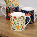 Set Of 4 Wild Flower Fine China Mugs