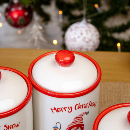 Set Of 3 Christmas Character Storage Jars