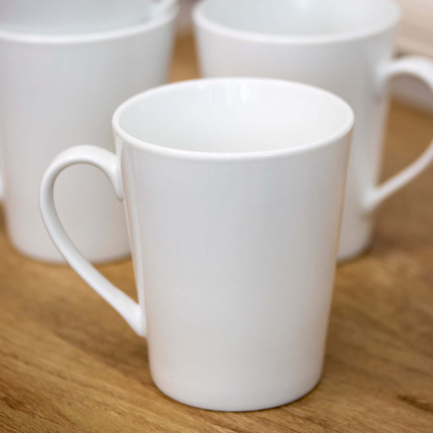Set Of 2 White Porcelain Conical Mugs 350ml