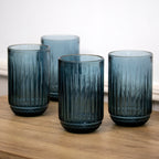 Set Of 4 Ridged Glass Tumblers