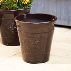 Dark Brown Embossed Bee Garden Planter