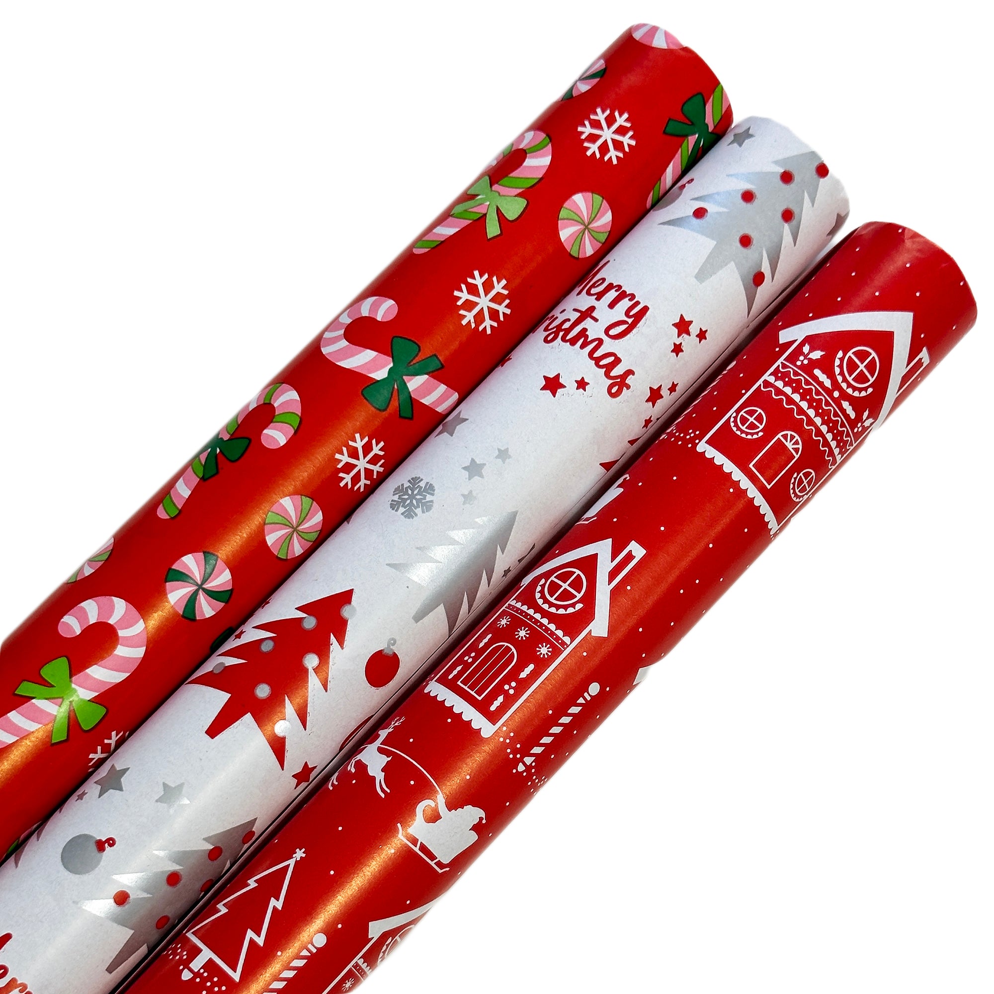 Darthome Traditional Red Christmas Wrapping Paper 3x 1.5M Rolls ...