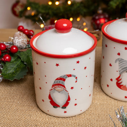 Set Of 3 Christmas Gonk Storage Jars