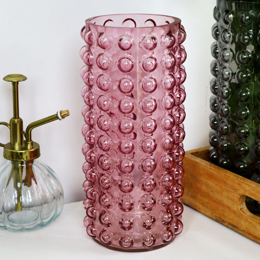 Pink Glass Tall Bobble Vase
