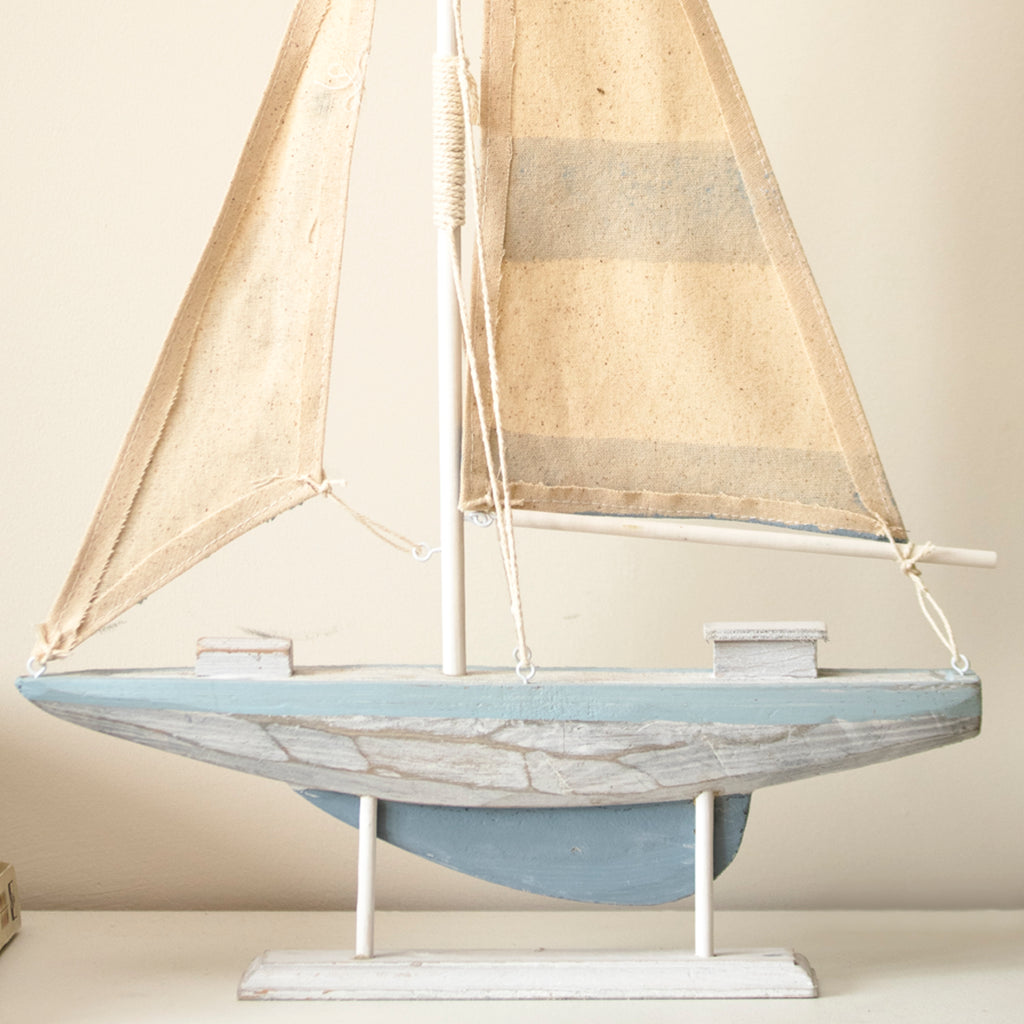 Pale Blue Sailing Boat Ornament