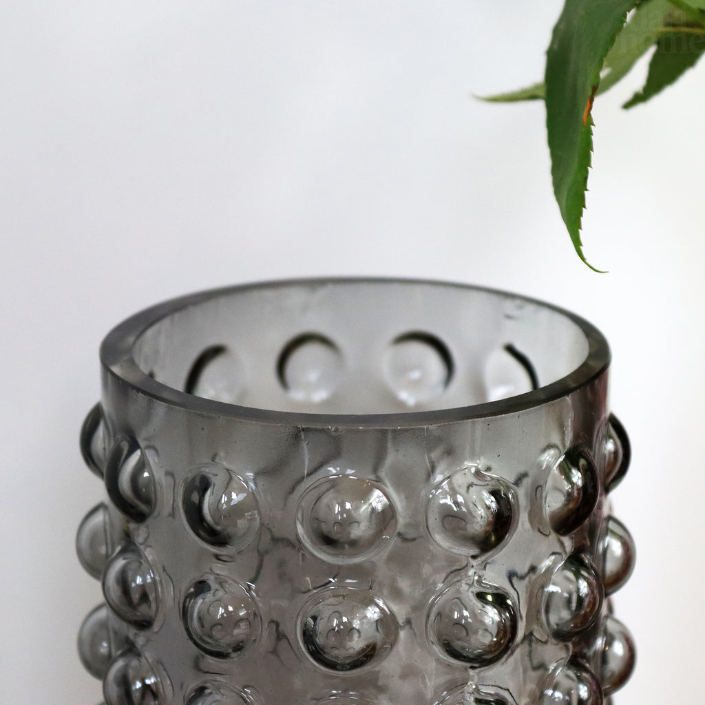 Grey Glass Tall Bobble Vase