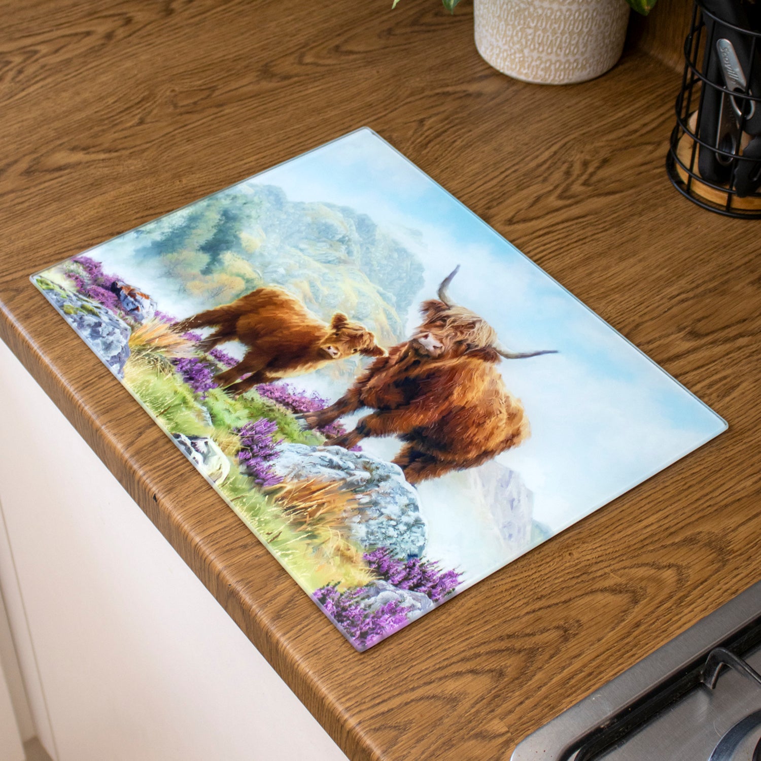 Highland Cow Glasschneidebrett