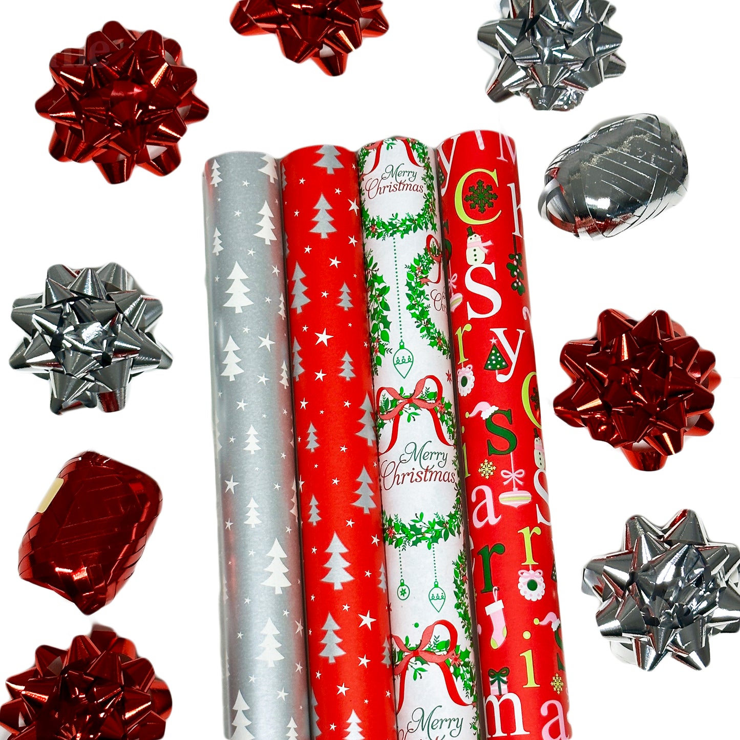 13pc Merry Christmas Tree Gift Wrap & Accessories Pack