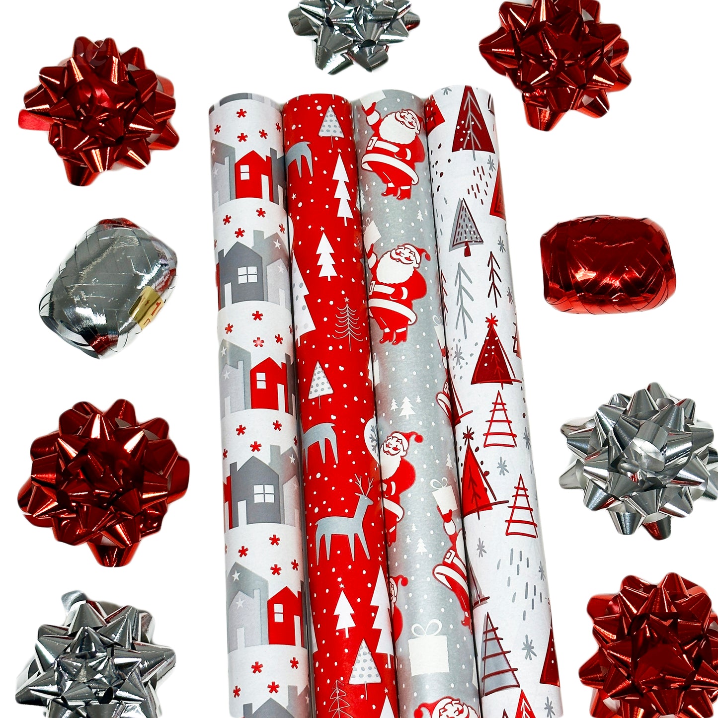 13pc Traditional Christmas Gift Wrap & Accessories Pack