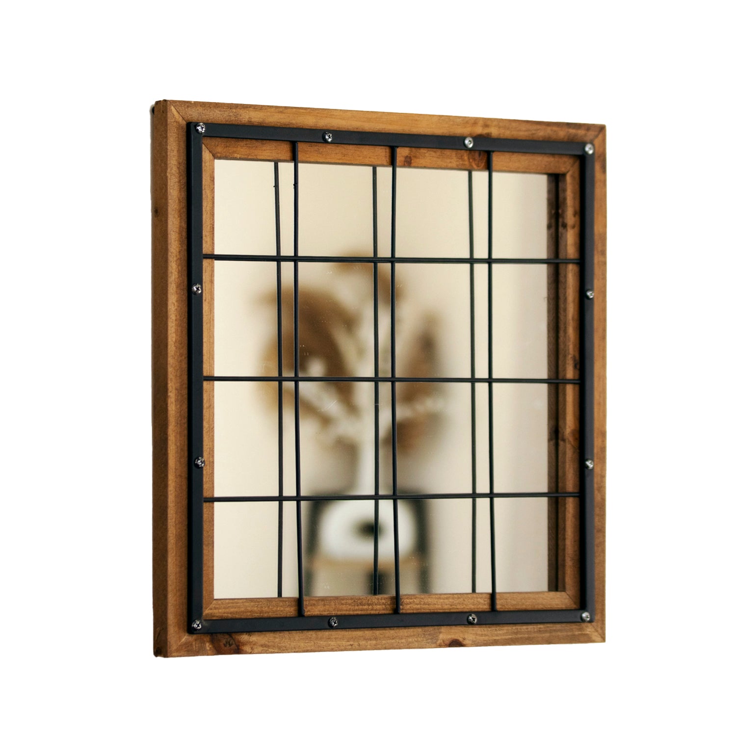 Industrial Square Caged Wall Mirror