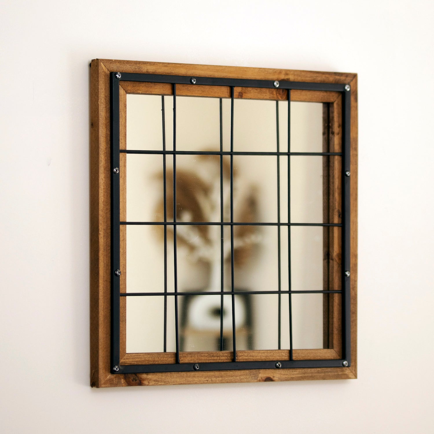 Industrial Square Caged Wall Mirror