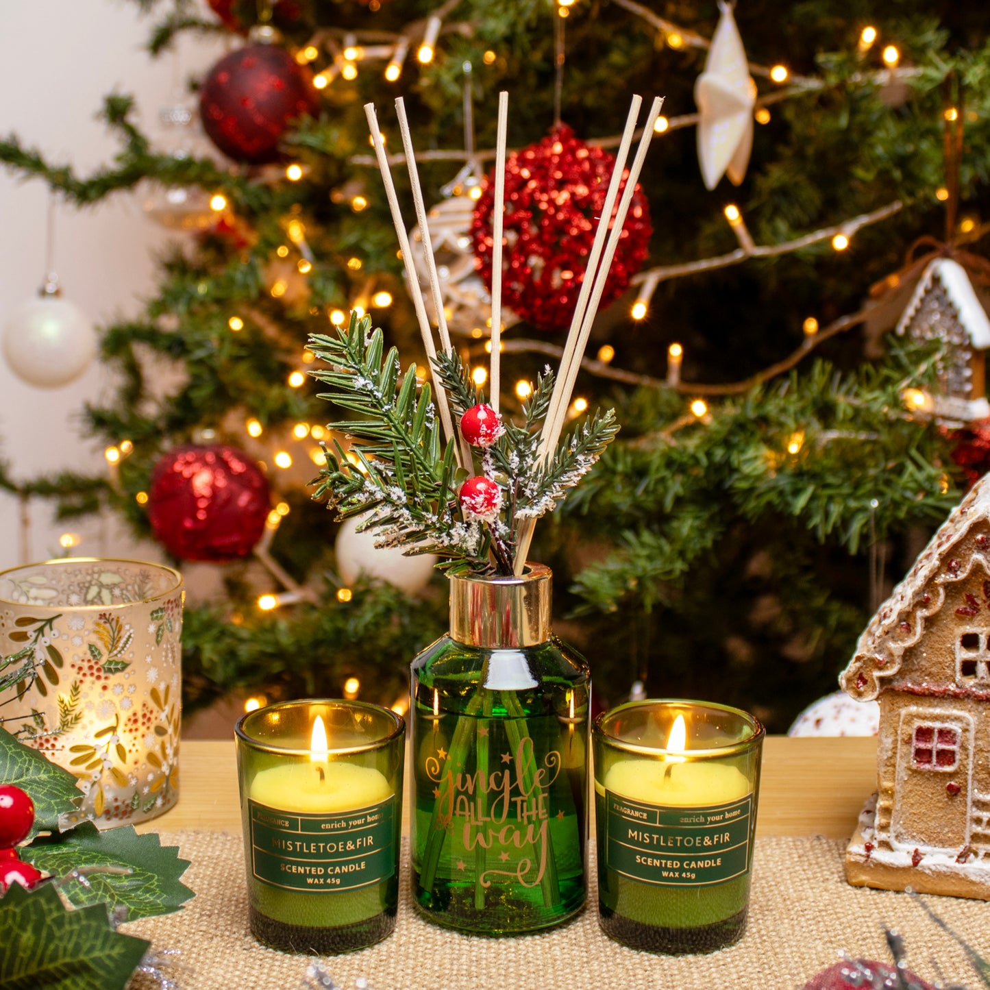 Mistletoe & Fir Christmas Candles & Diffuser Gift Set