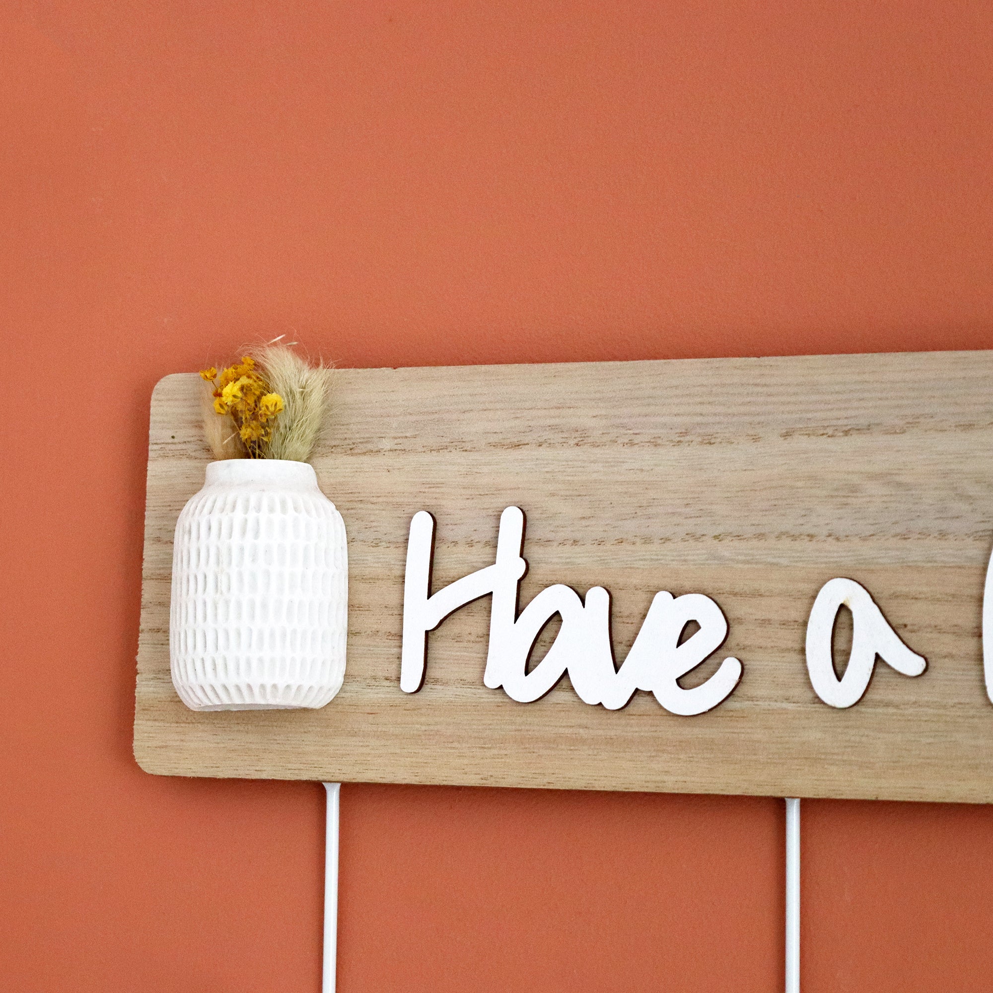 Have A Nice Day Rustic Flower 4 Hook Coat Rack