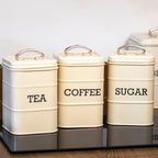 Antique Cream Barrel Tea Coffee Sugar Canisters