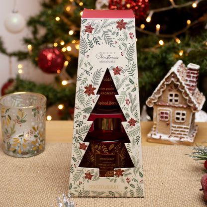 Spiced Berry Diffuser & Candle Set With Tree Box