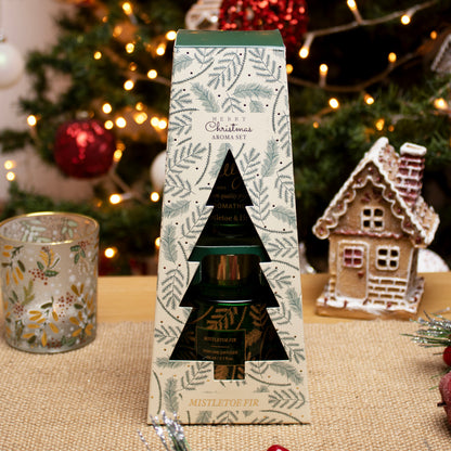 Mistletoe And Fir Diffuser & Candle Set With Tree Box