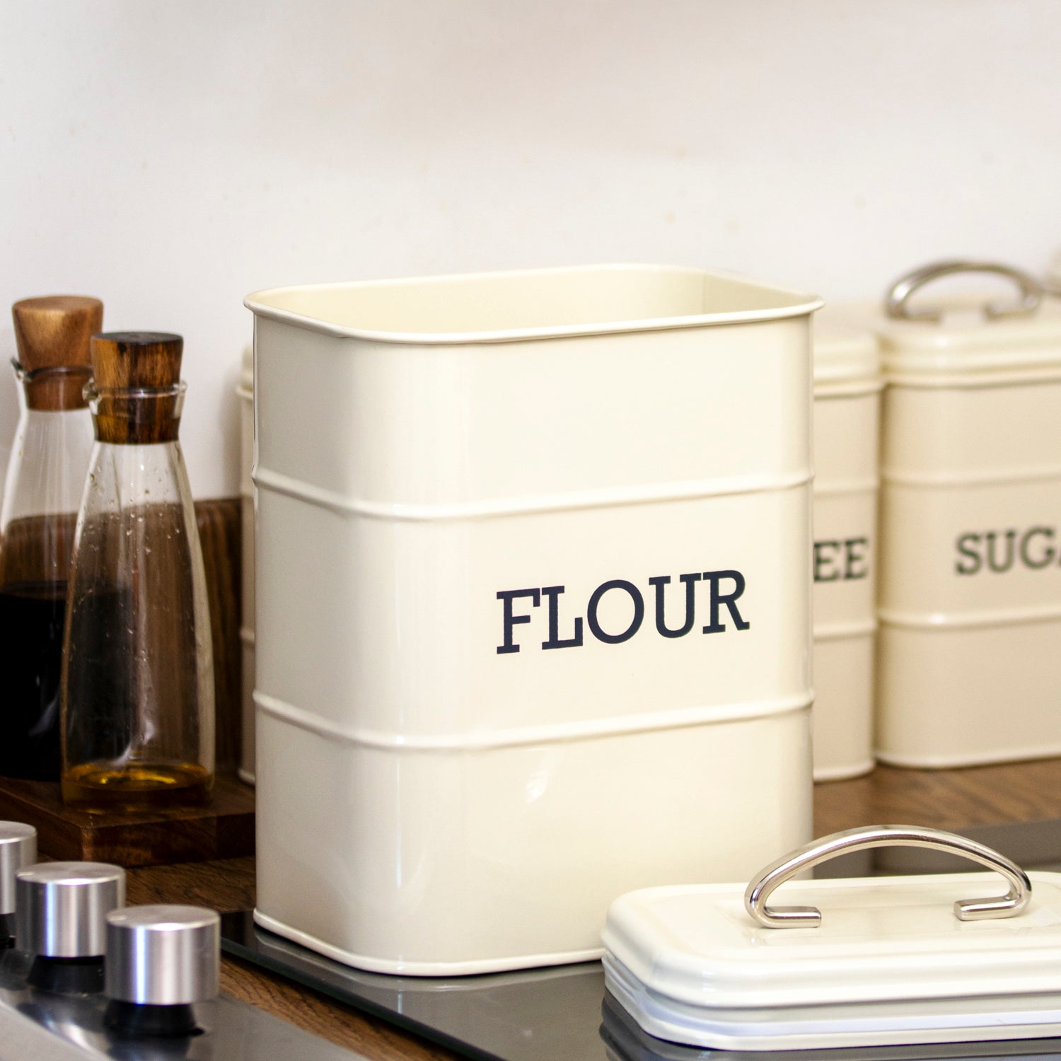 Antique Cream Barrel Flour Canister