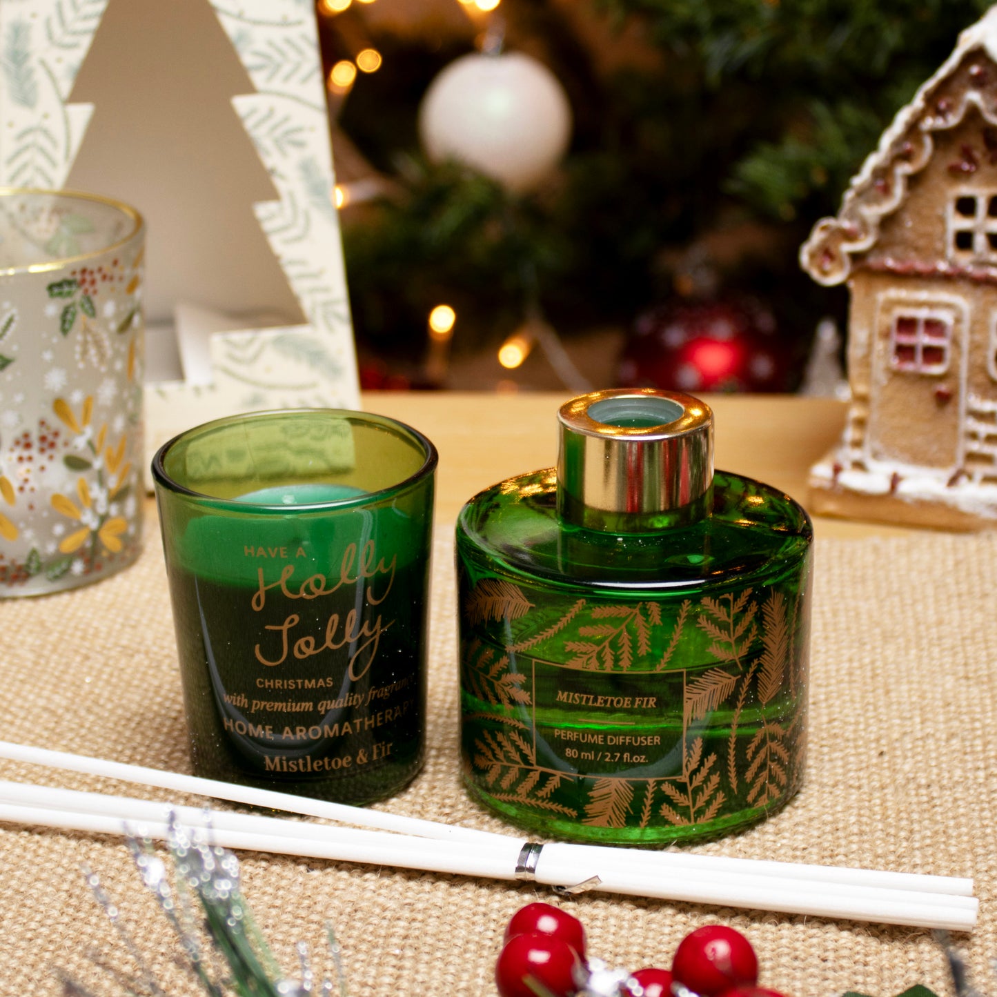 Mistletoe And Fir Diffuser & Candle Set With Tree Box