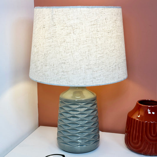 Grey Textured Wave Table Lamp