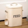 Antique Cream Barrel Pet Feed Storage Tin