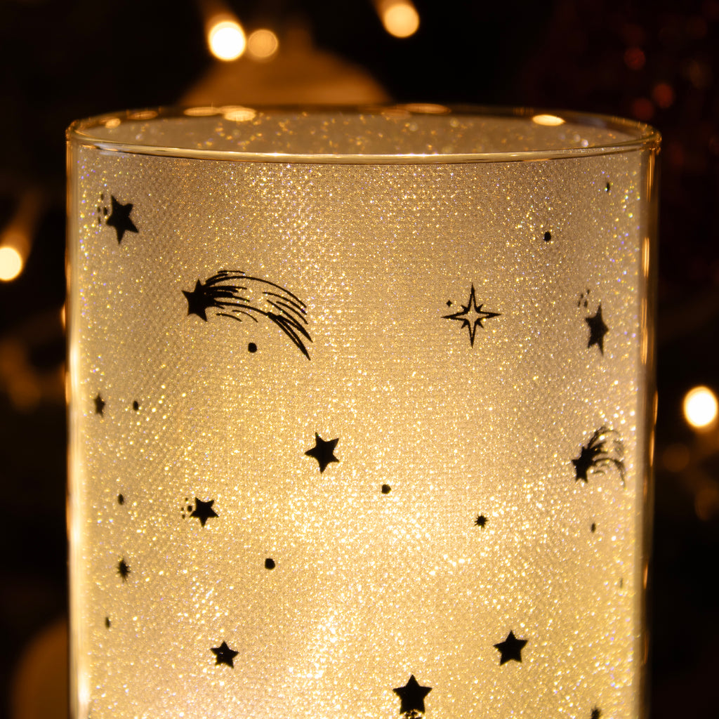Christmas Houses Silhouette LED Glass Lantern