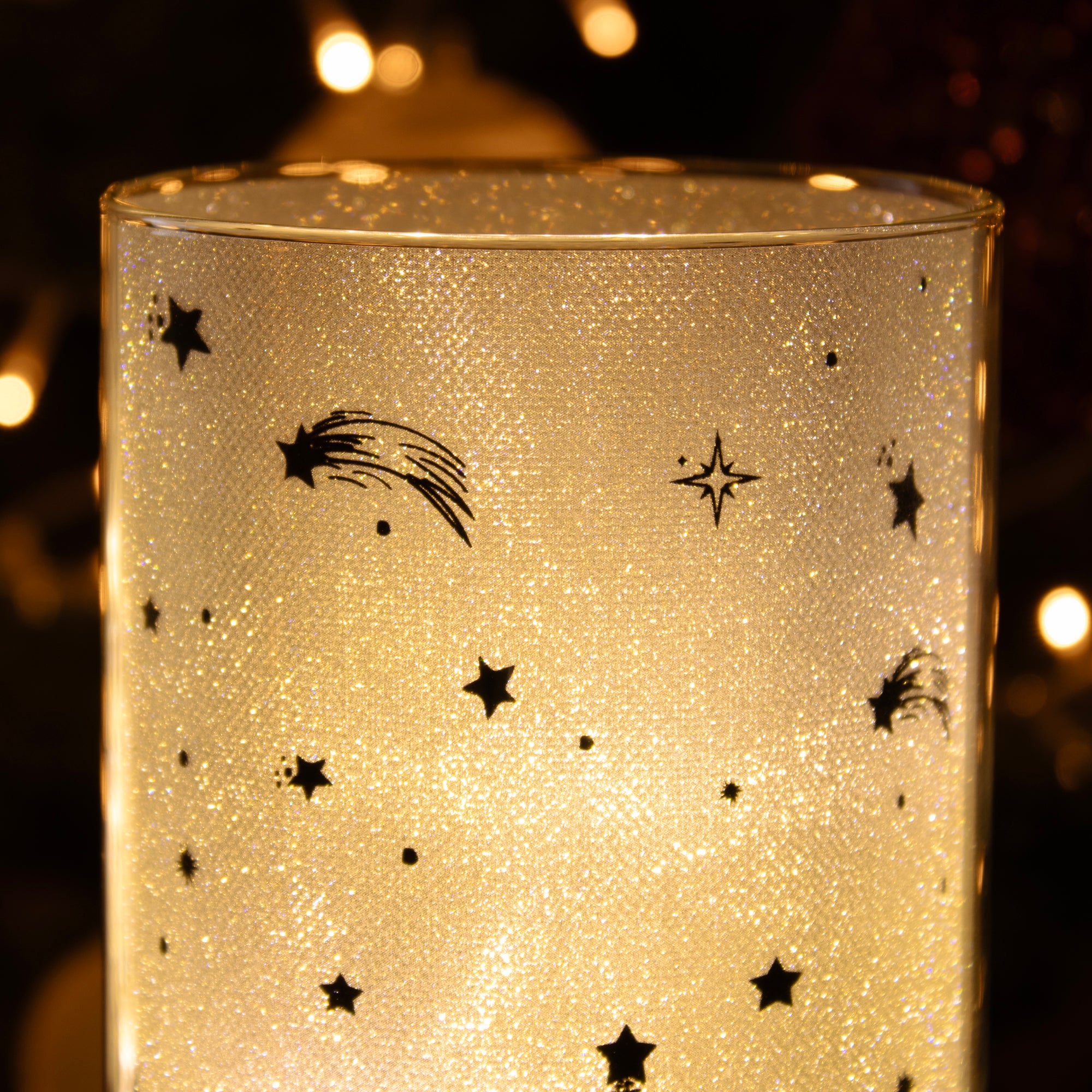 Christmas Houses Silhouette LED Glass Lantern
