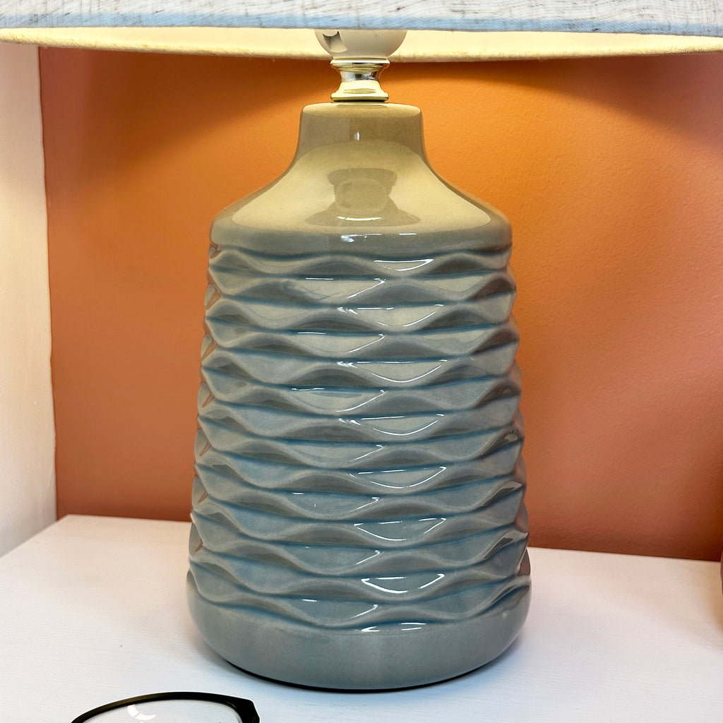 Grey Textured Wave Table Lamp