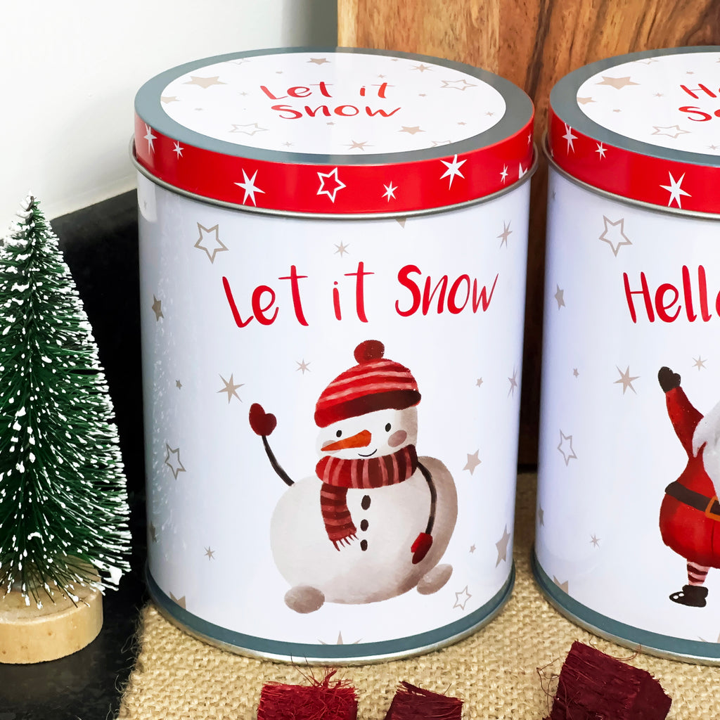 Set Of 3 White Christmas Storage Tins
