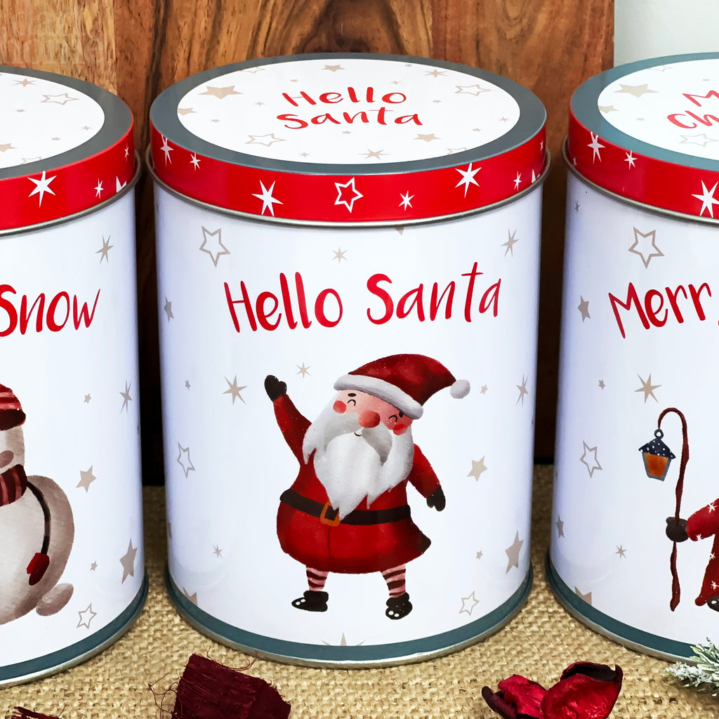 Set Of 3 White Christmas Storage Tins