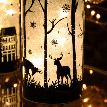 Stag Silhouette LED Glass Lantern