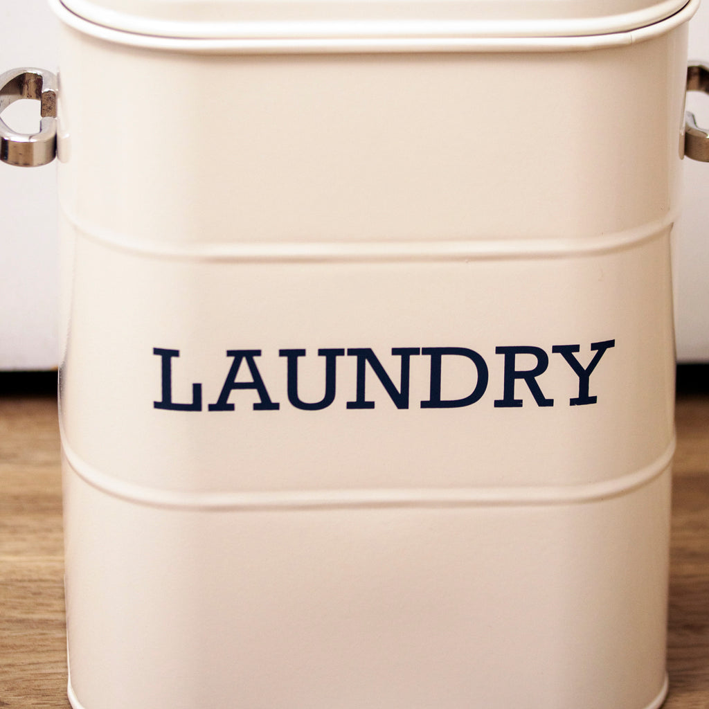 Antique Cream Barrel Laundry Storage Tin