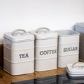 French Grey Barrel Tea Coffee Sugar Canisters