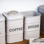 French Grey Barrel Tea Coffee Sugar Canisters