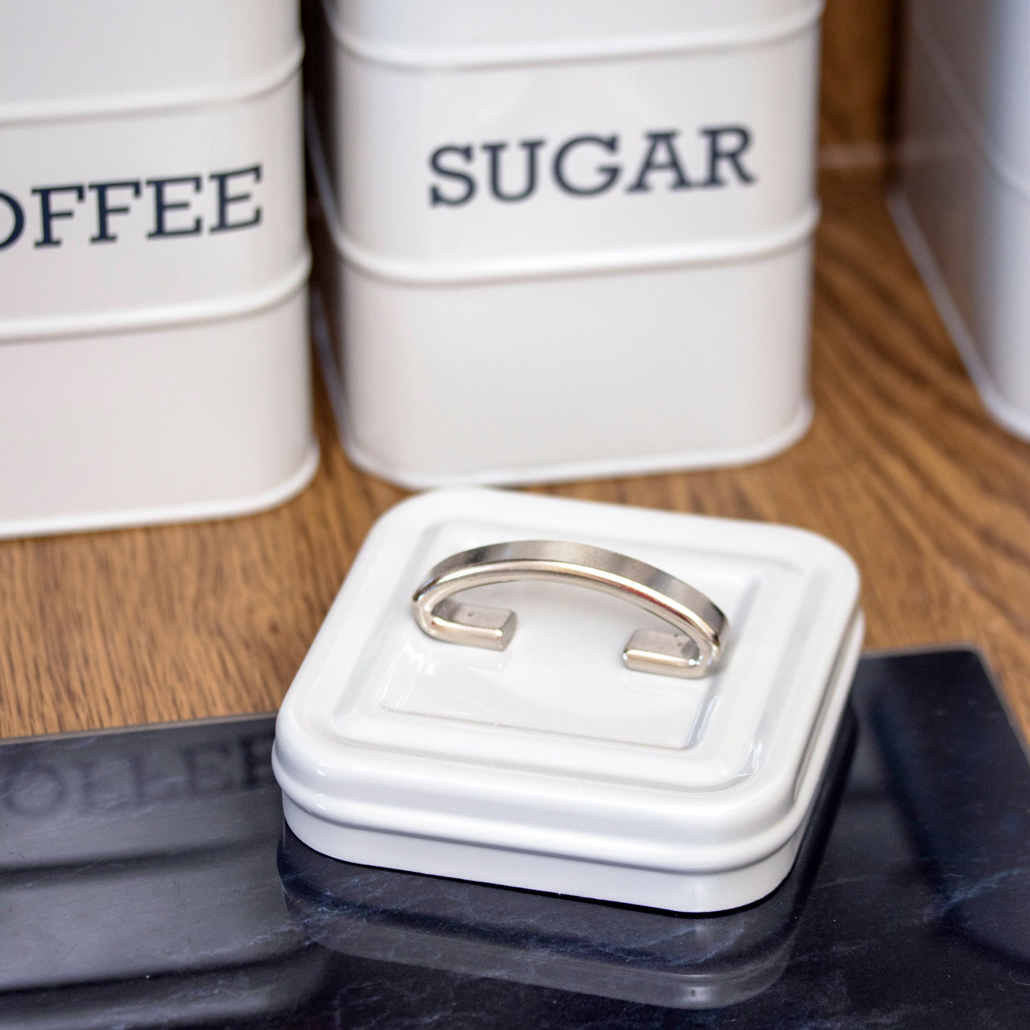 French Grey Barrel Tea Coffee Sugar Canisters