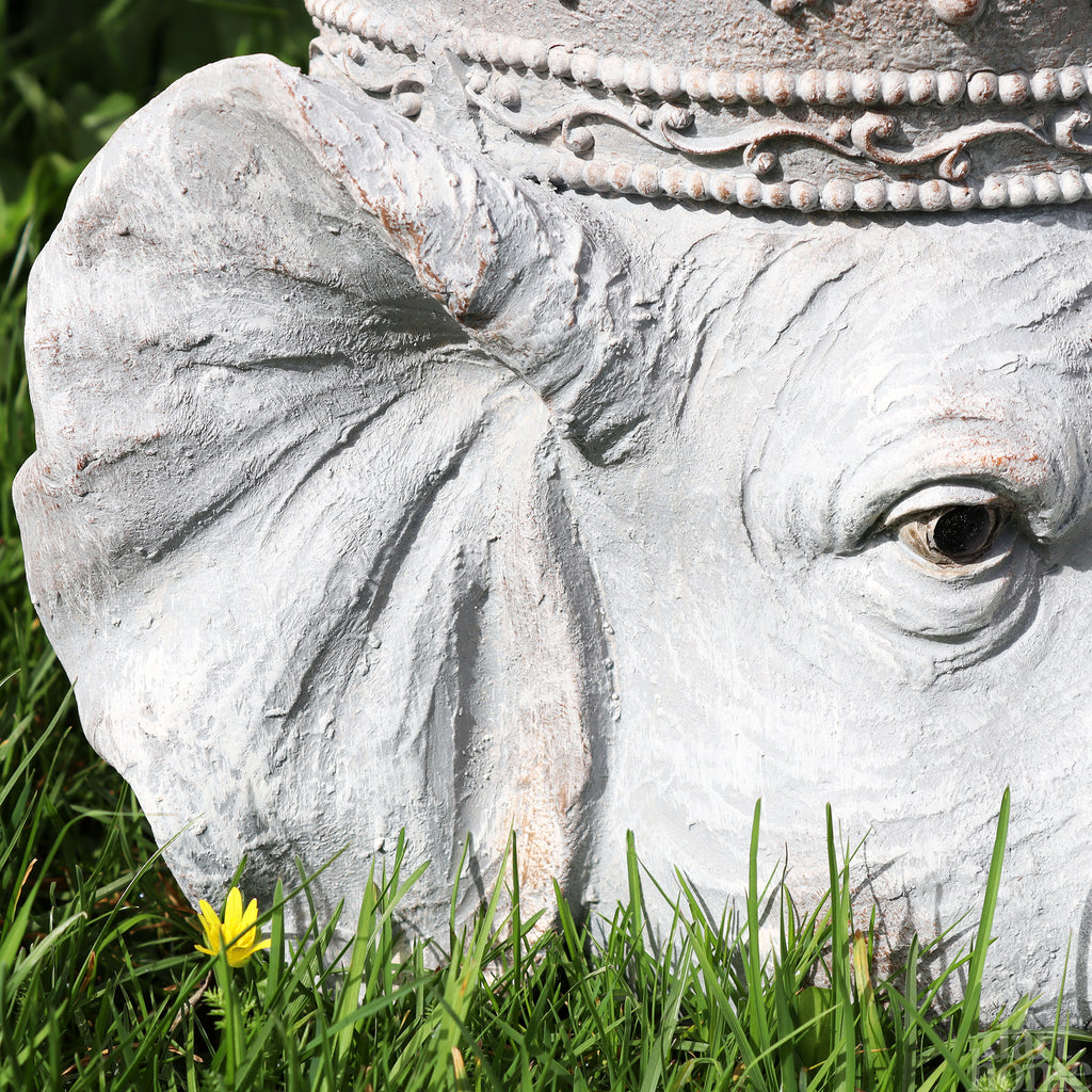 Stone Effect Crowned Elephant Planter