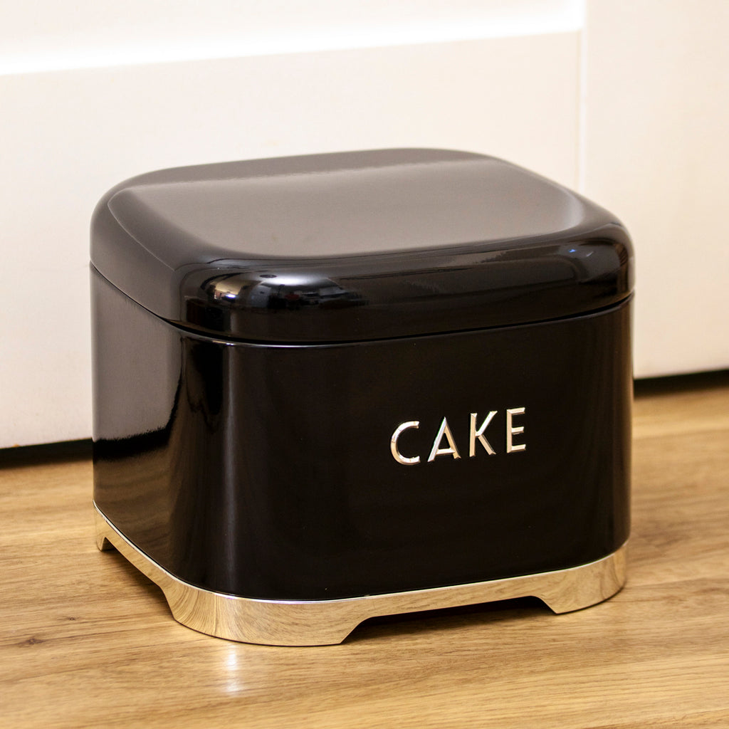 Black & Chrome Cake Storage Tin