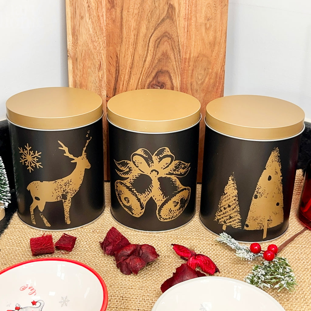 Black And Gold Christmas Tea Coffee Sugar