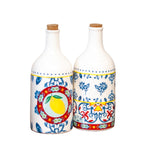 Mediterranean Ceramic Oil and Vinegar Bottle Set