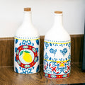 Mediterranean Ceramic Oil and Vinegar Bottle Set